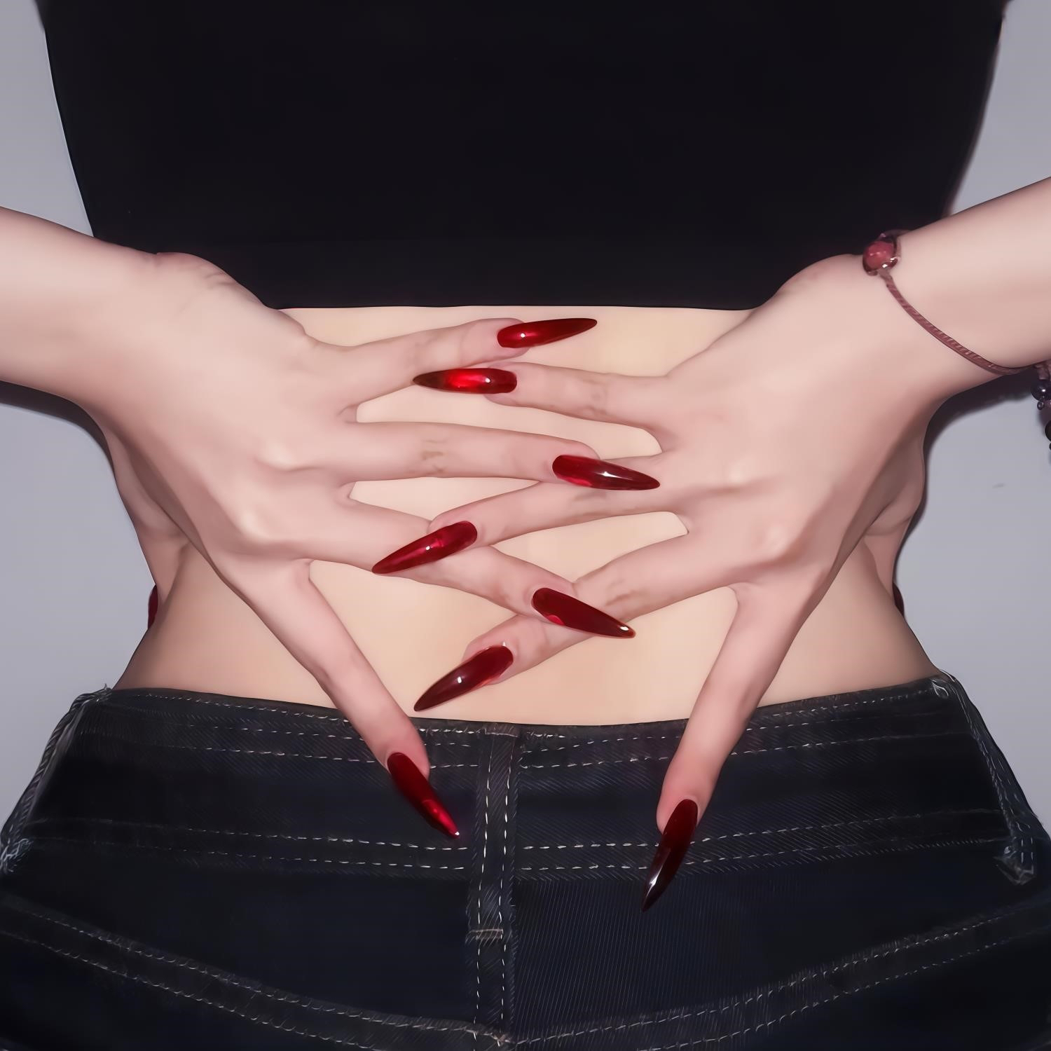 【红宝石】热销猫眼手工穿戴甲酒红显白气质纯欲高级长款可拆卸美甲