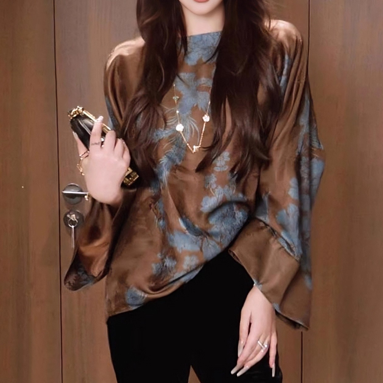 G. yantong/郭彦彤凤栖牡丹定制国潮风盘扣上衣气质减龄