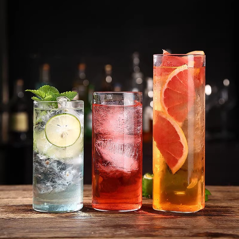 超薄玻璃杯鸡尾酒杯简约长饮杯柯林杯果汁果茶杯加长直身水杯家用