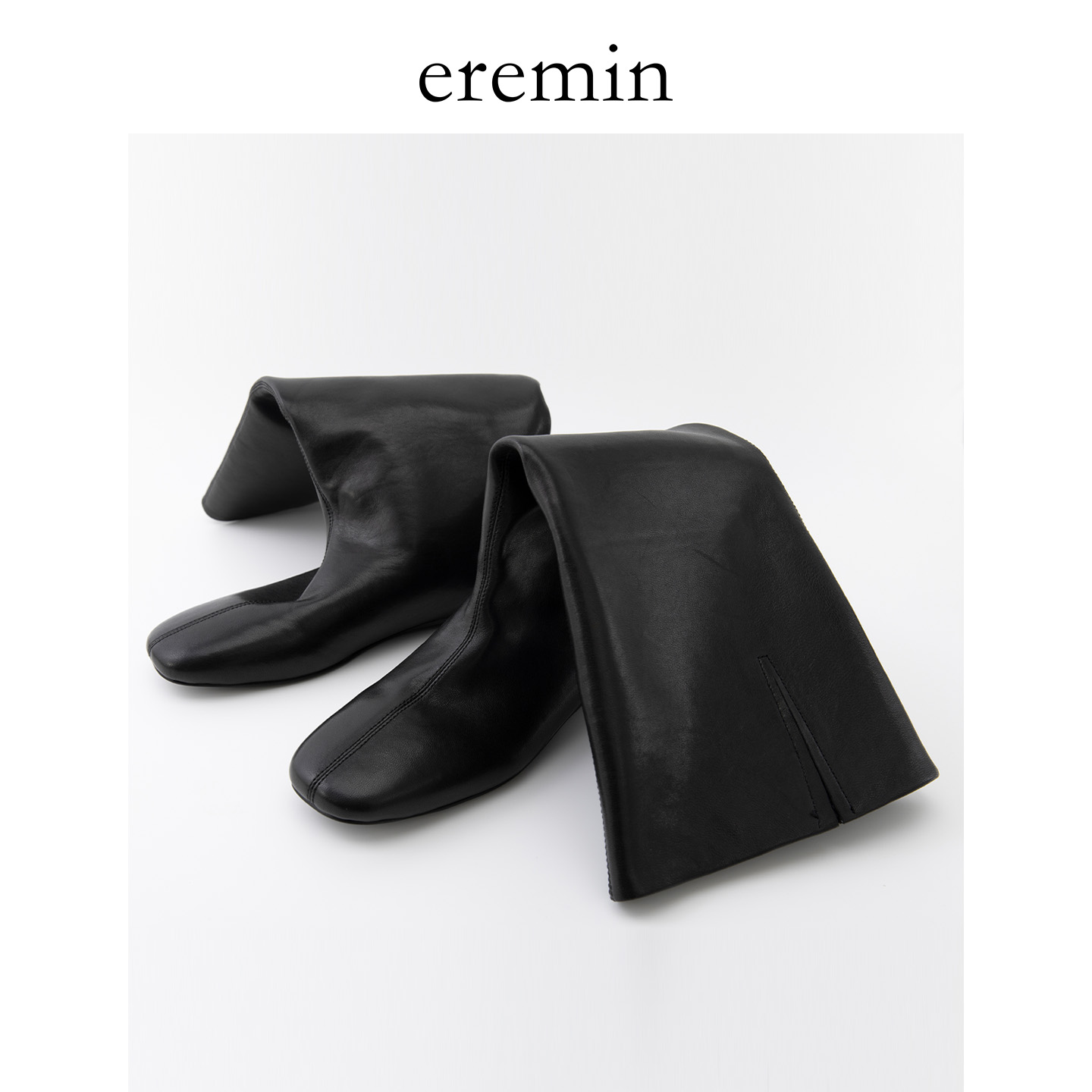 Min 极简骑士靴植鞣羊皮复古大筒围显瘦高筒靴