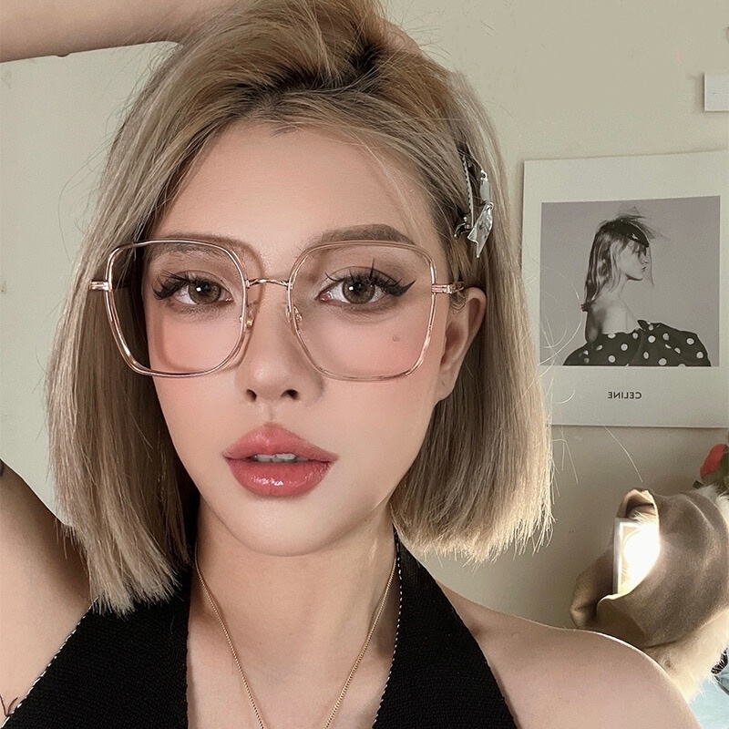 超轻大框眼镜女防蓝光高颜值素颜黑框眼镜大脸显瘦护眼配度数近视
