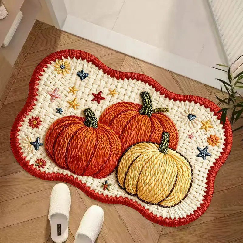 60x90cm编织风南瓜硅藻泥沥水垫卫生间吸水防滑垫入户门浴室卧室