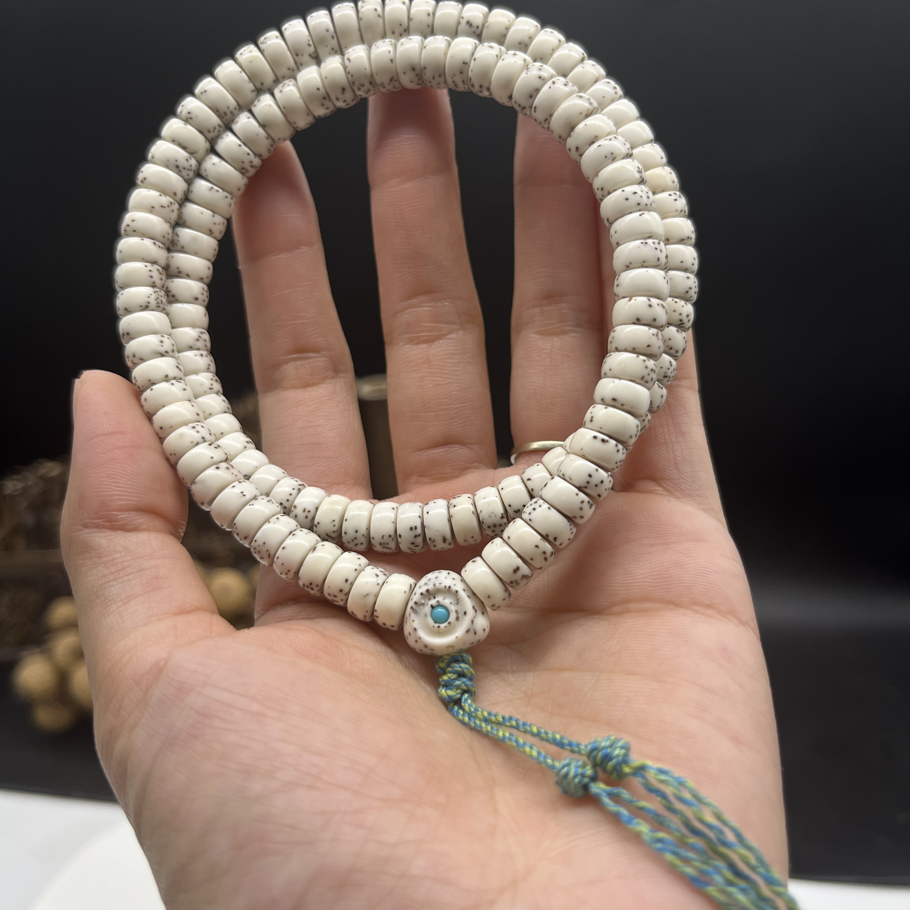 8x4留白药片海南星月菩提120颗原生态抛光高油高密男女款配三通