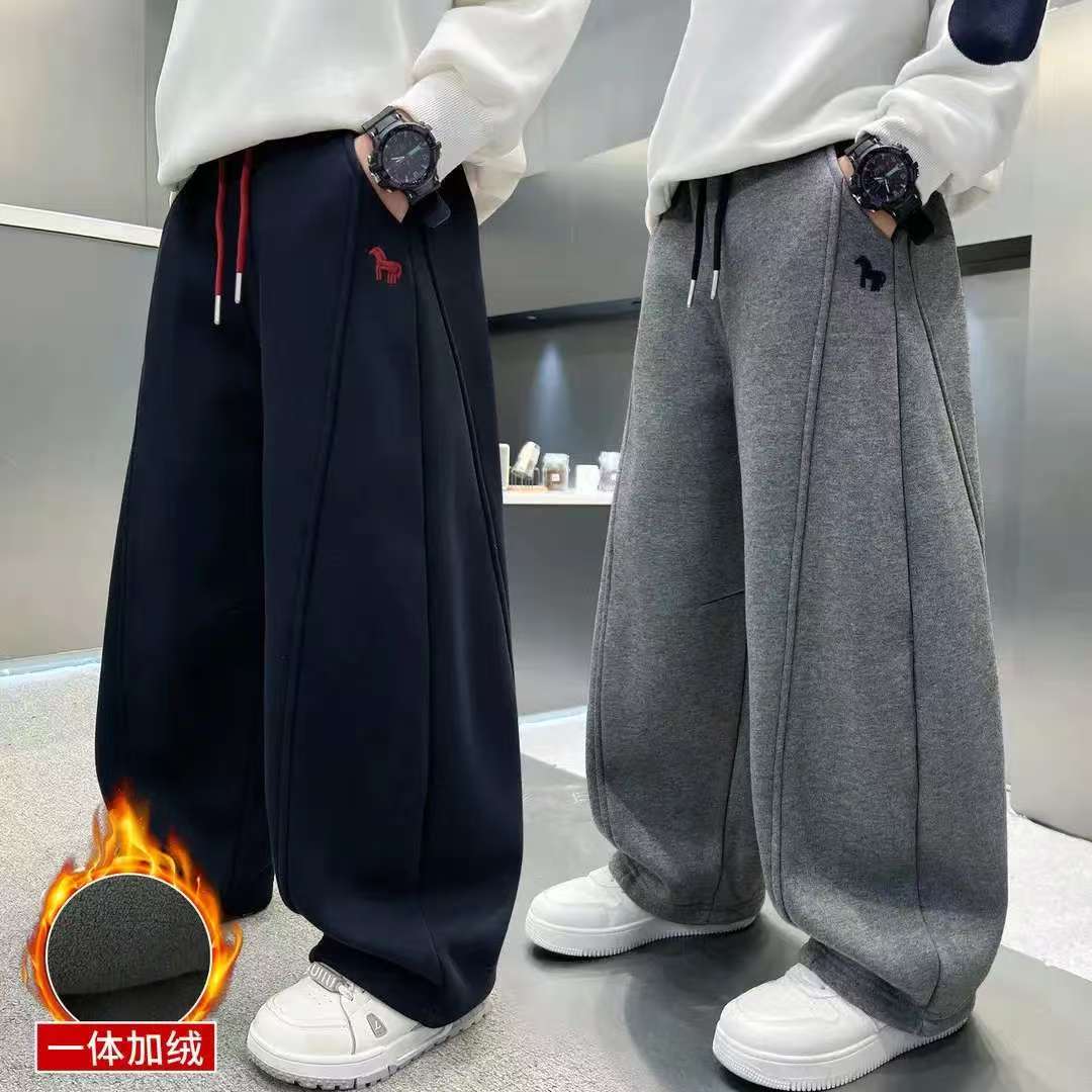 【850克加厚葵花绒】男女童冬季运动裤宽松舒适保暖休闲加绒厚裤子