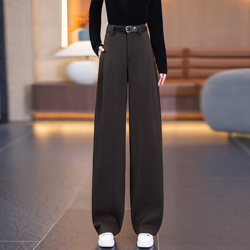 拉夏贝尔贝斯裤女2025秋冬款新款时尚流行高腰显瘦垂感休闲弯刀裤