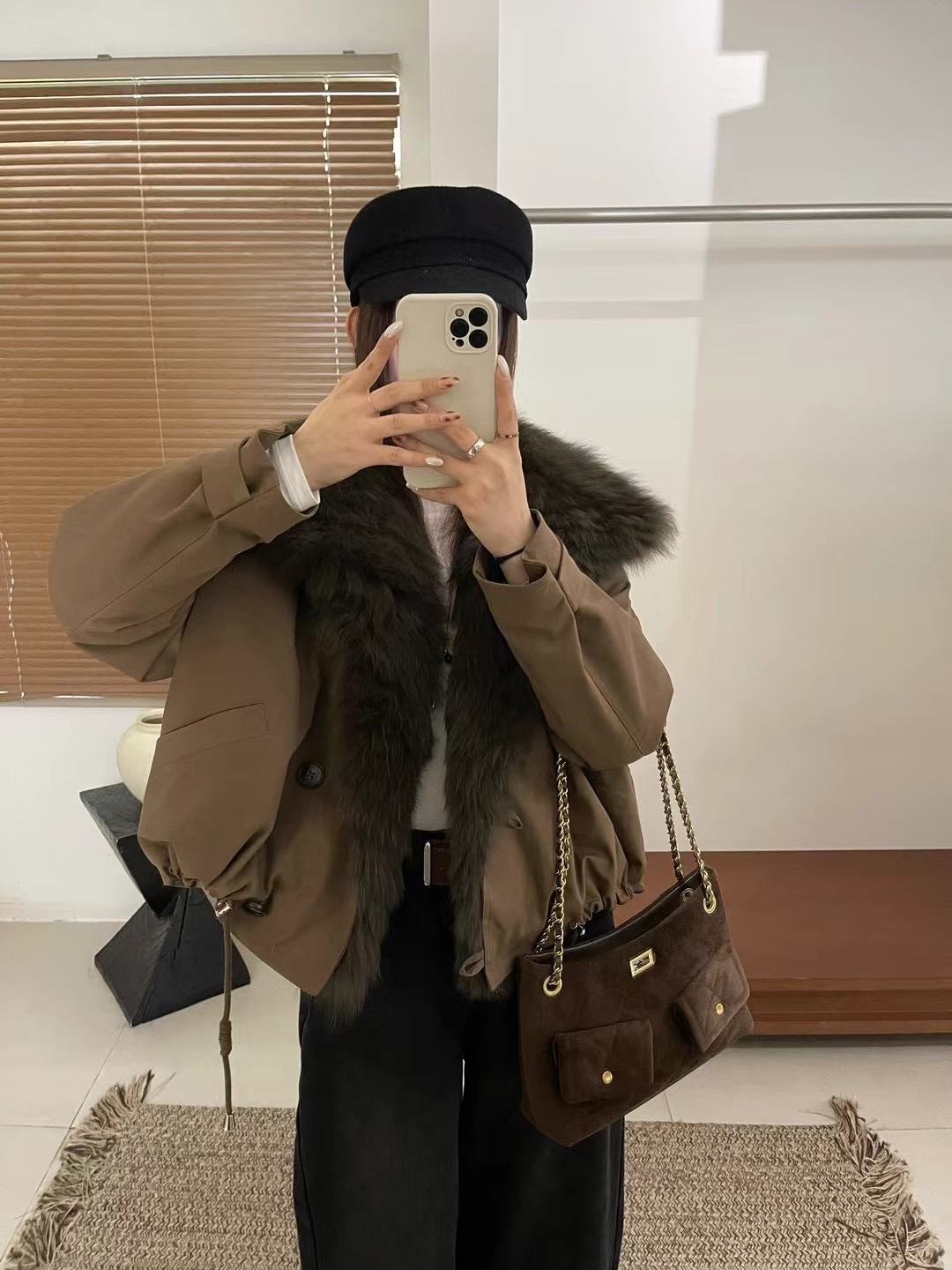 【洋洋精选】2025冬季新款百搭时尚简约气质真毛领羽绒外套