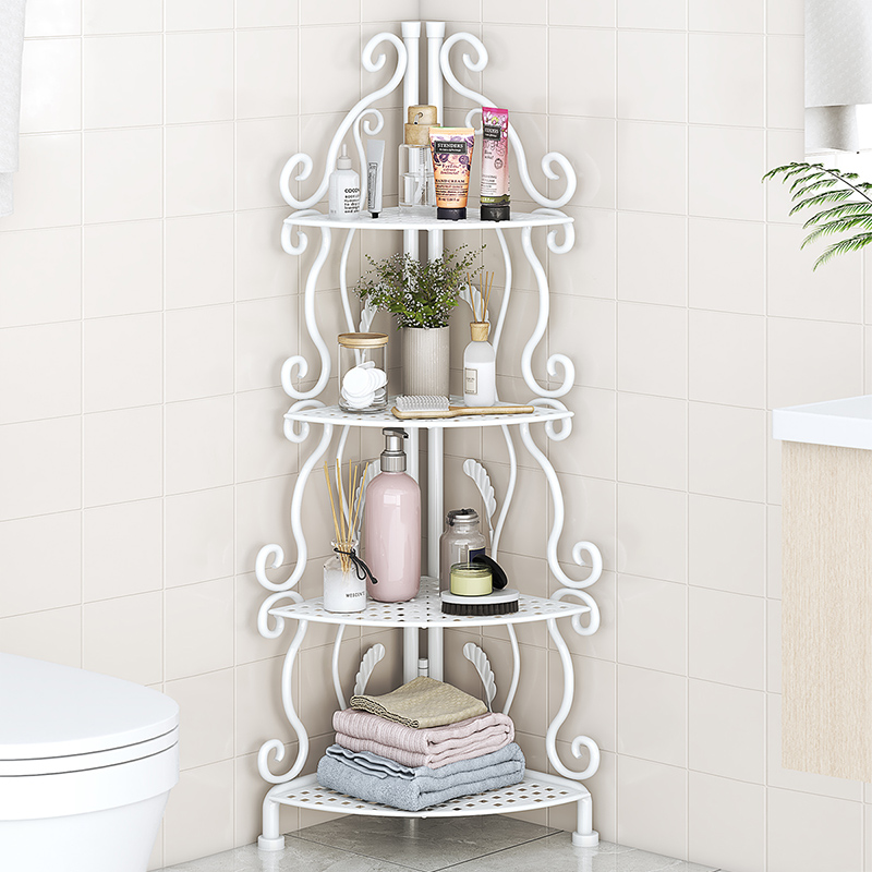 卫生间置物架落地式浴室三角架收纳架厕所马桶转角储物架墙角多层