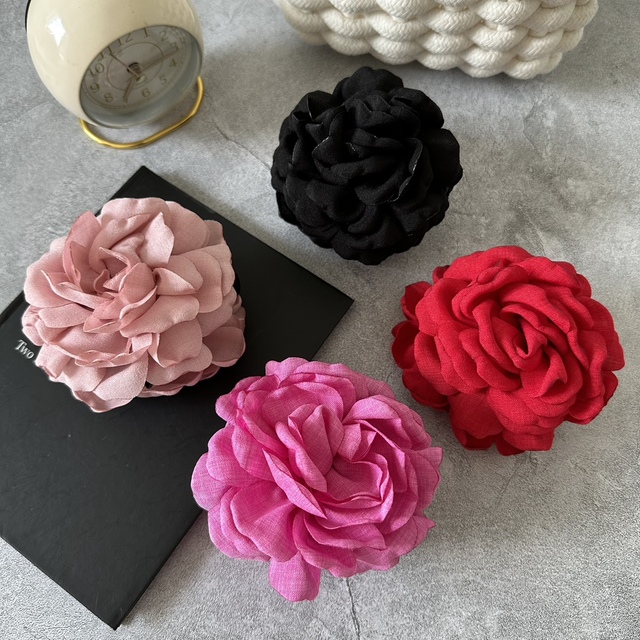 caro复古大玫瑰花朵抓夹女高级感后脑勺盘发鲨鱼夹发卡氛围感头饰