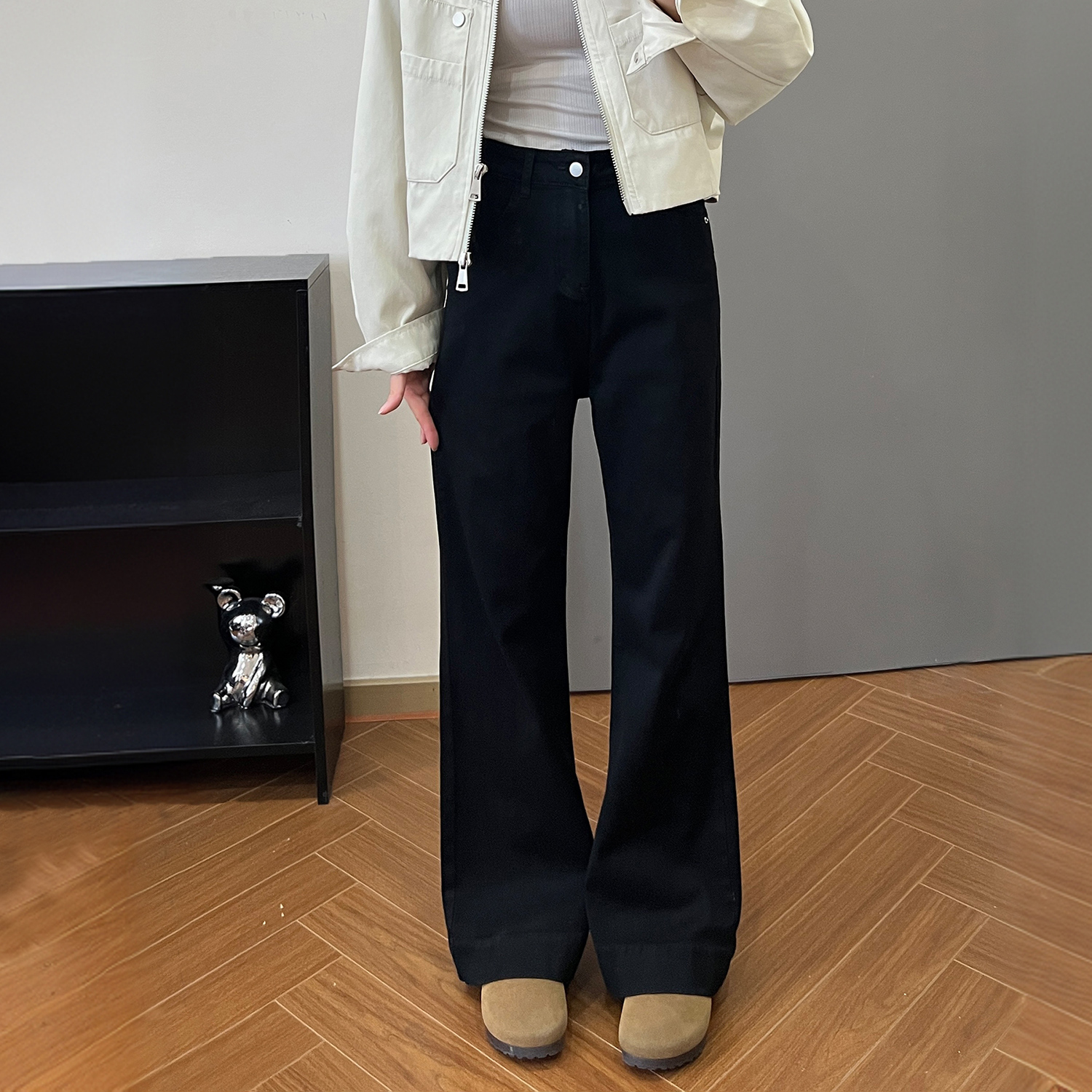 秋季新款小个子微喇牛仔裤女高腰显瘦马蹄裤微胖大码百搭垂感裤子