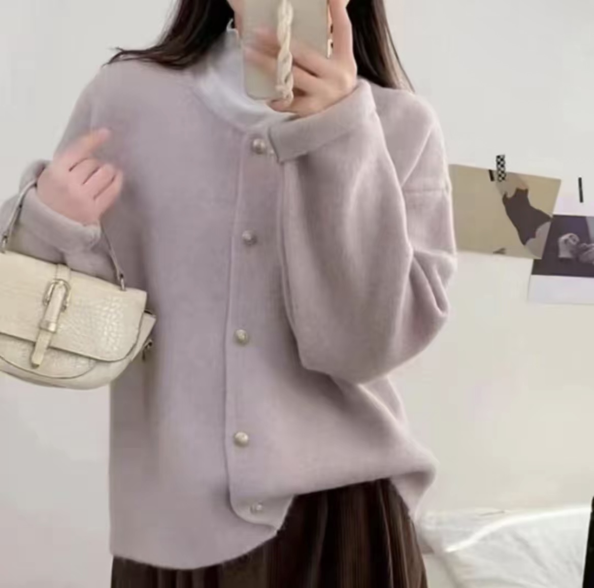 【运费补贴】小香风针织开衫软糯高密高克重韩系小金扣针织开衫外套