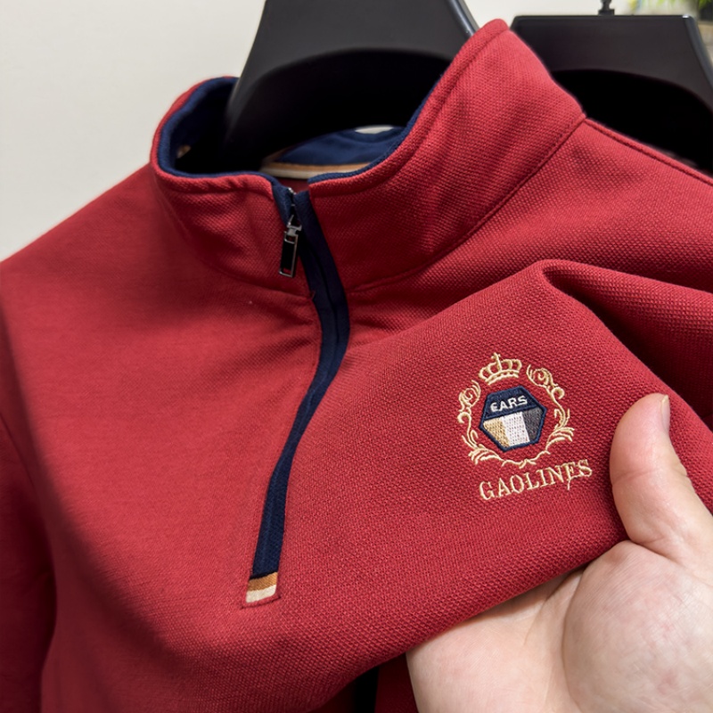 CATIA SELI半高拉链卫衣男士春秋新款休闲套头立领长袖中领打底衫