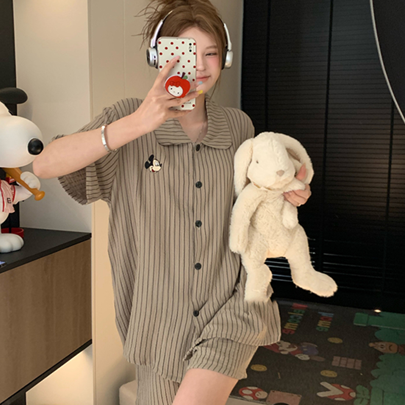 拉bubu2025新款ins夏季薄款甜美卡通睡衣女家居服短袖短裤两件套