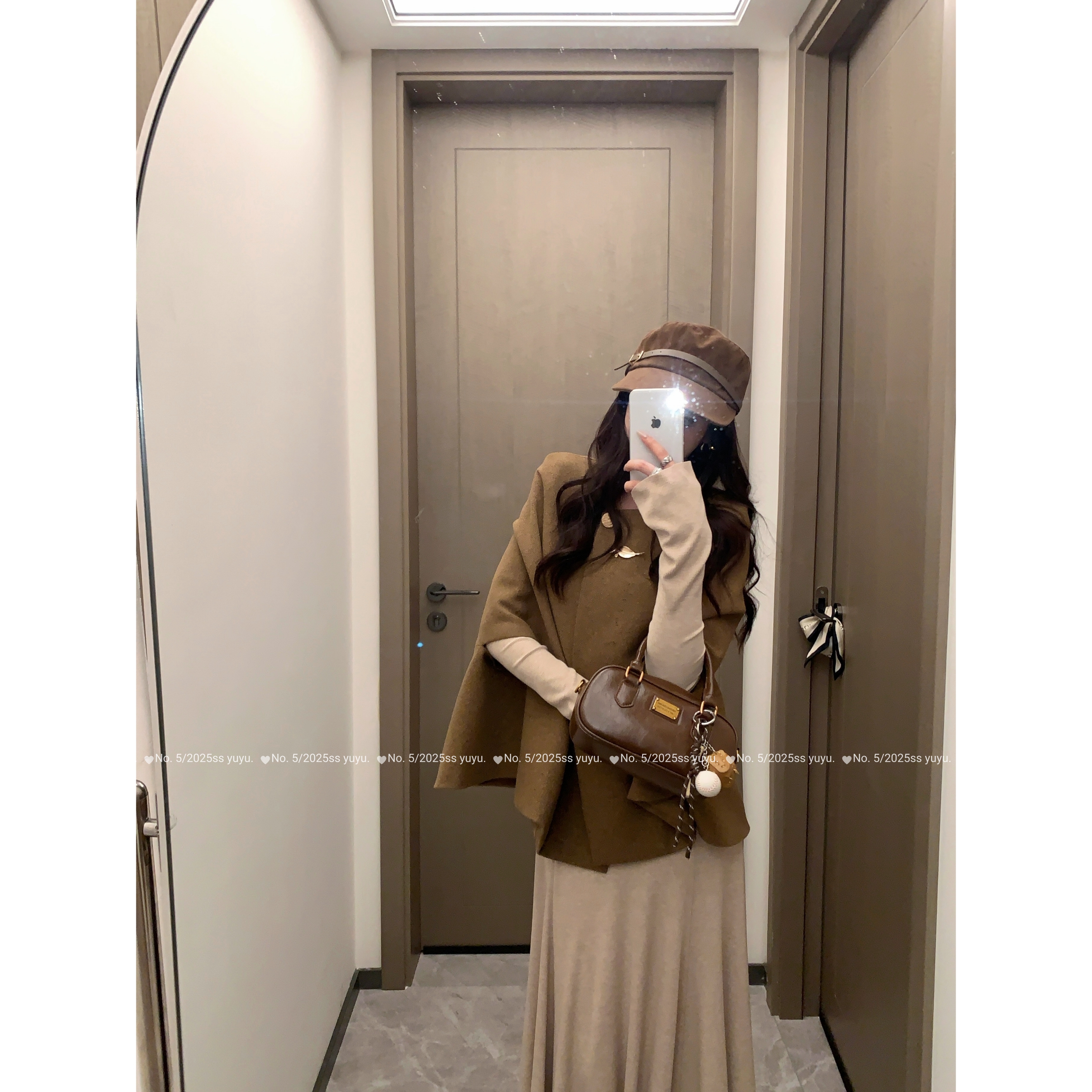 斗篷披肩上衣+打底长袖连衣裙两件套千金感休闲穿搭套装女秋00605