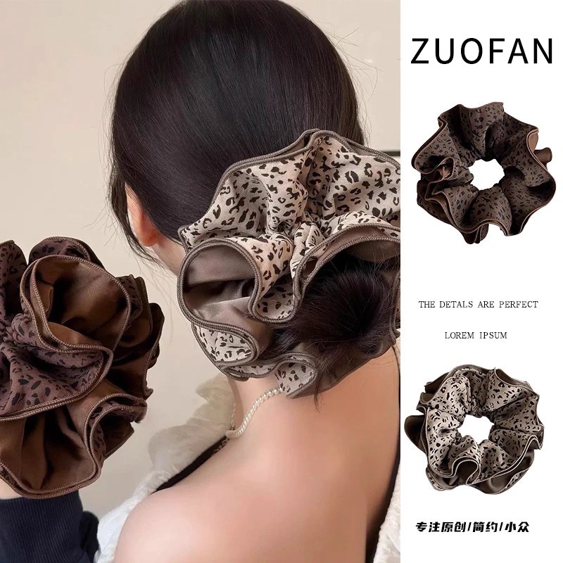 秋冬豹纹美拉德气质大肠发圈百搭简约头绳气质高级感发饰高弹皮筋