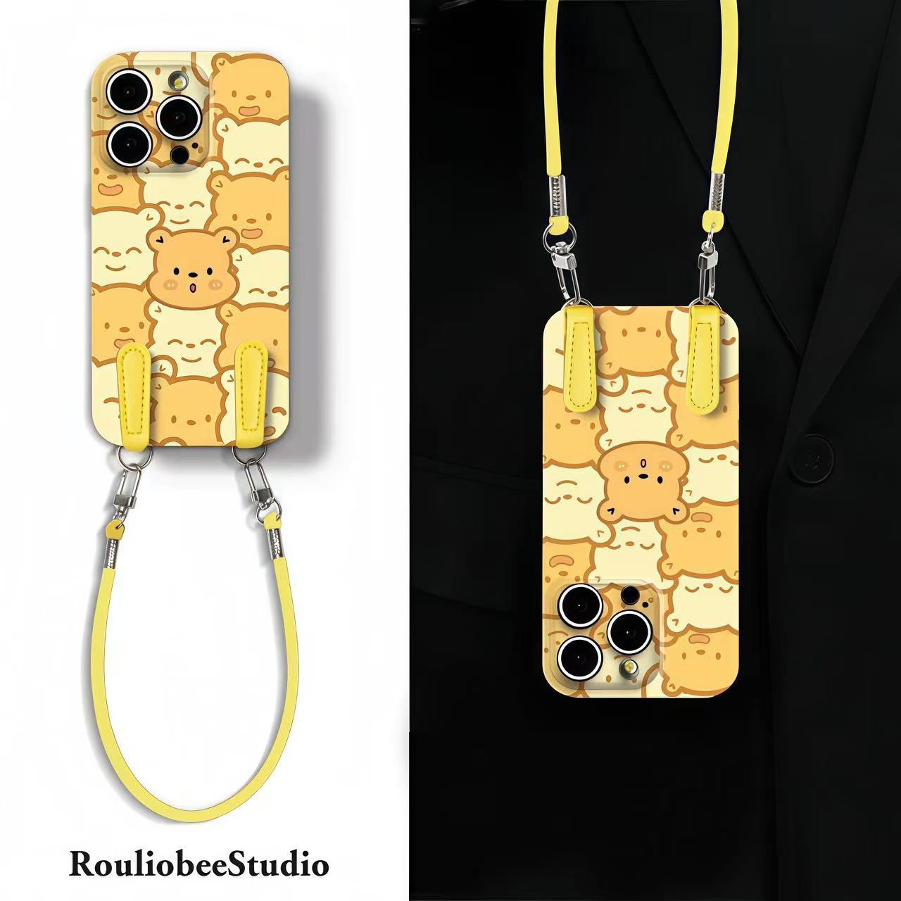 满屏维尼小熊挂绳适用苹果17/16promax手机壳华为vivo小米15oppo