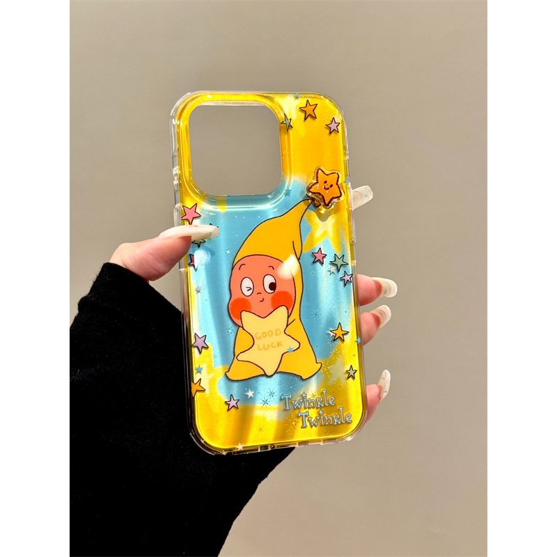 适用苹果iphone16promax炫彩星星15pro全包14卡通13可爱ins手机壳