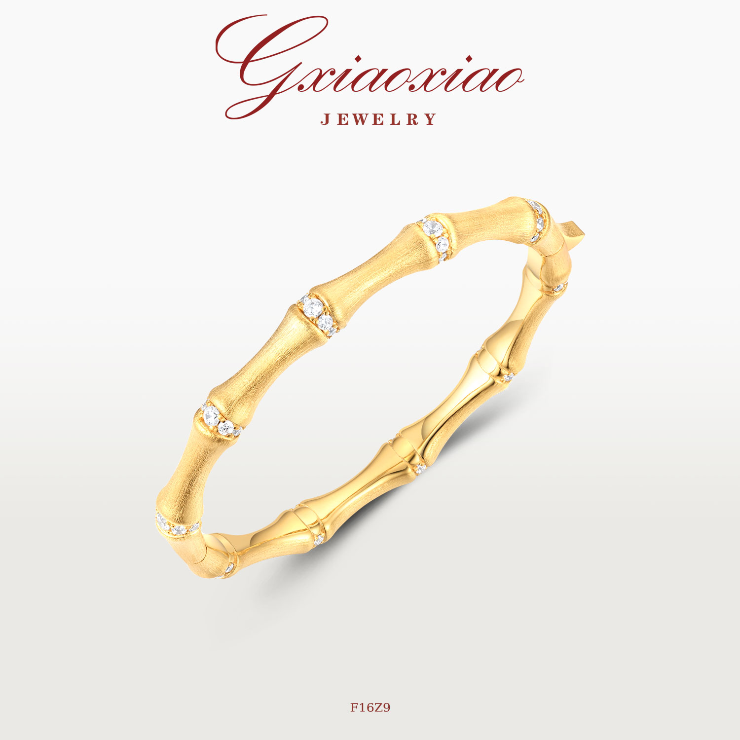 G XIAOXIAO 镀K金 气质高级感经典百搭竹节拉丝手镯 F16Z9