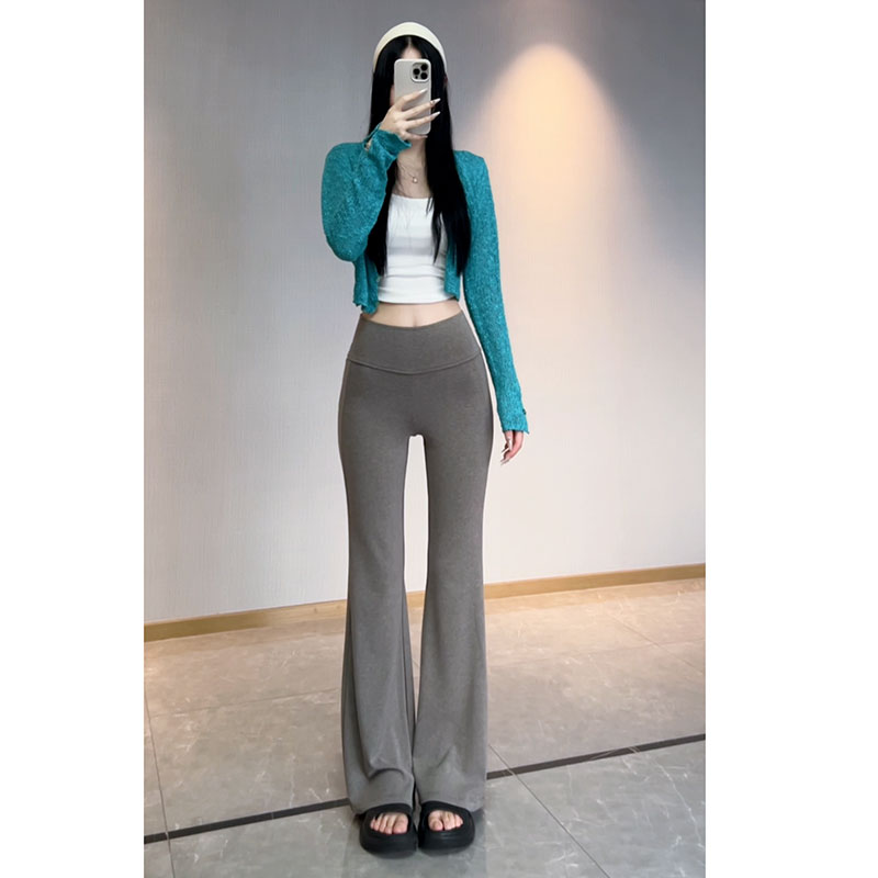 秋冬高腰微喇显瘦裤子 纯欲风百搭垂垂拖地裤 2002