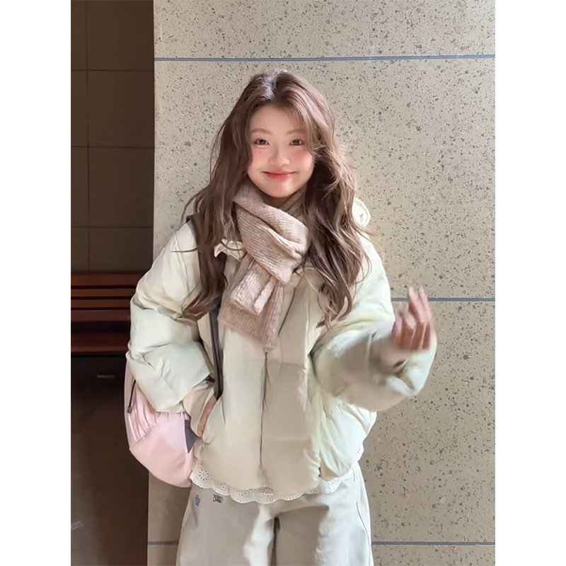 parkyeon韩系高级感简约连帽棉服女冬季新款百搭宽松显瘦棉衣外套