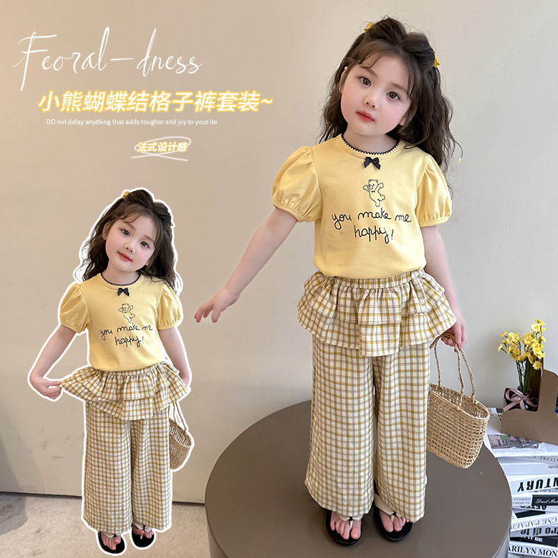 女童卡通夏装套装2025新款韩版洋气儿童夏季甜美时髦休闲两件套潮