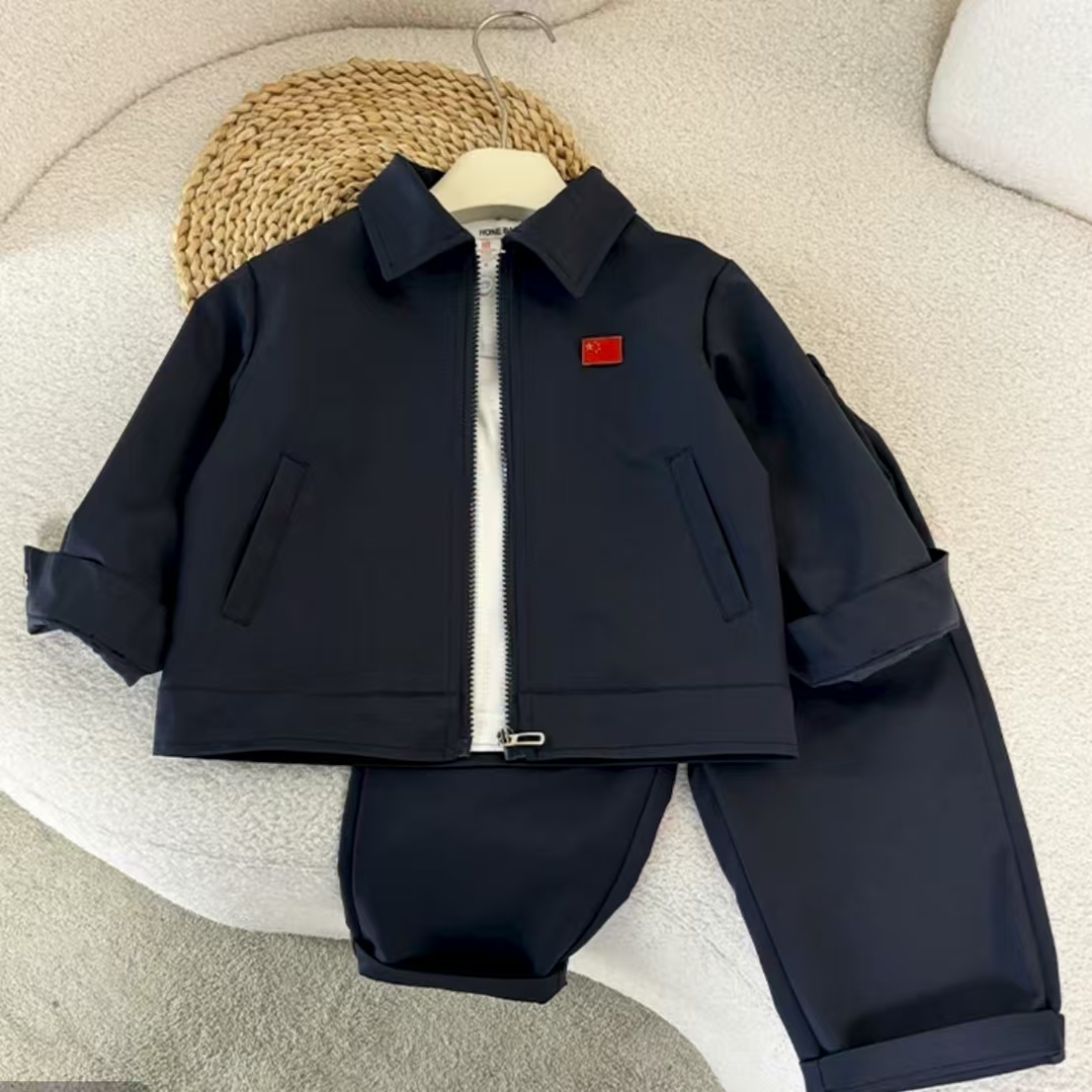 男童秋装套装痞帅中小童男孩行政夹克外套2025新款休闲两件套童装