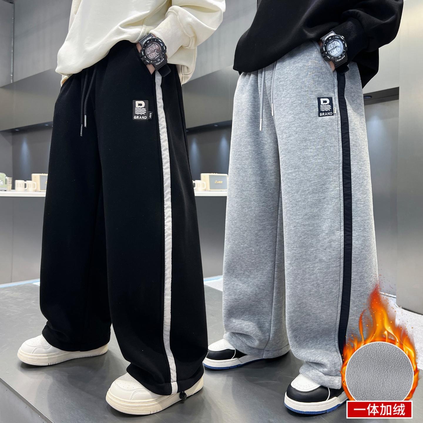 男童加绒卫裤2026新款冬款裤子中大儿童加厚一体绒春秋运动裤潮裤