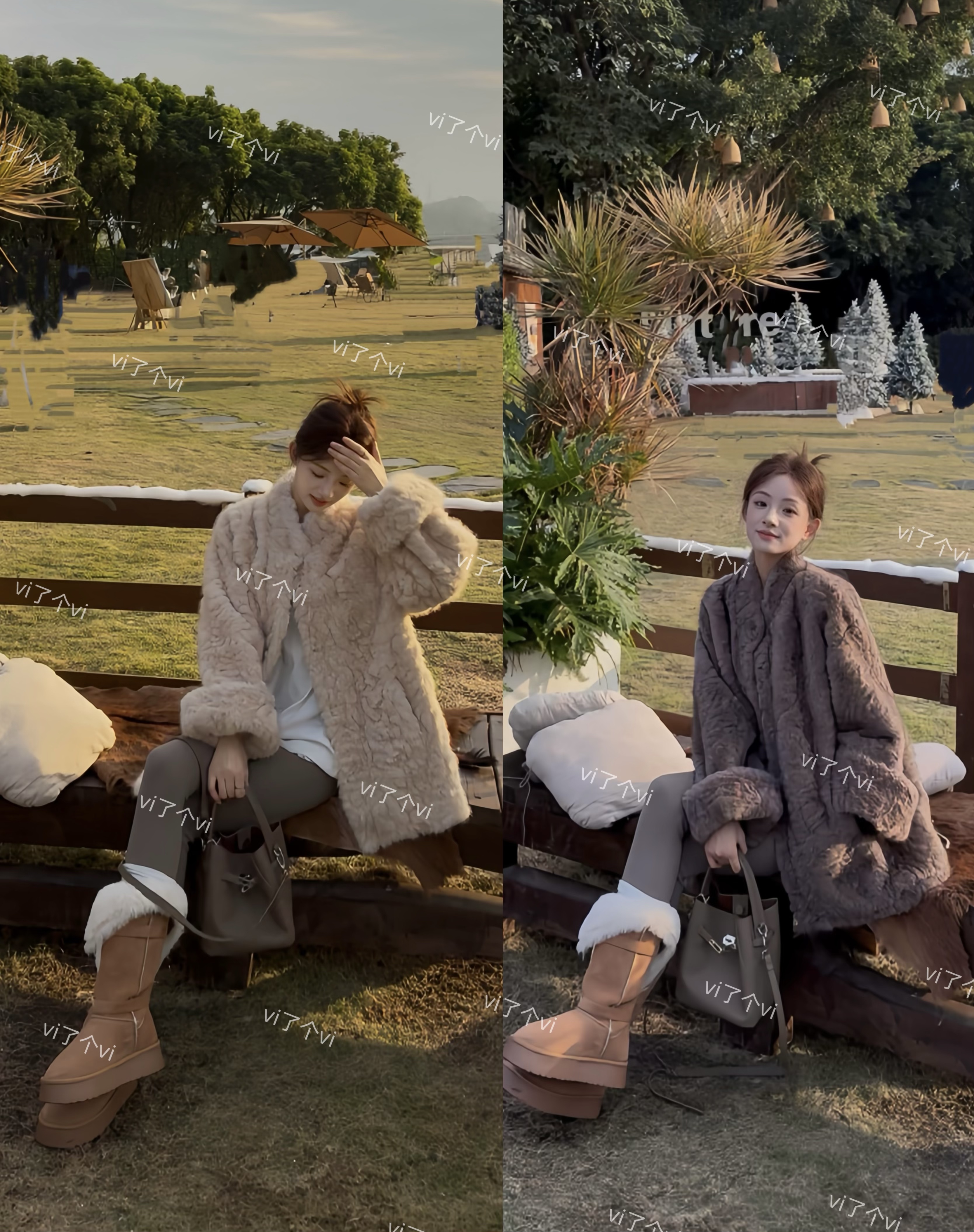 【巴黎热恋】大翻袖冬季中长秋冬环保小胡羊外套