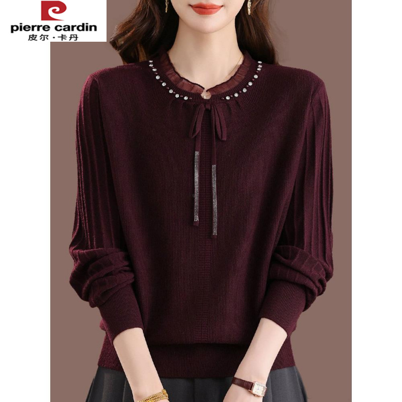 皮尔卡丹胖mm短款时尚洋气短款羊毛衫女毛衣秋冬季大码宽松遮肚子