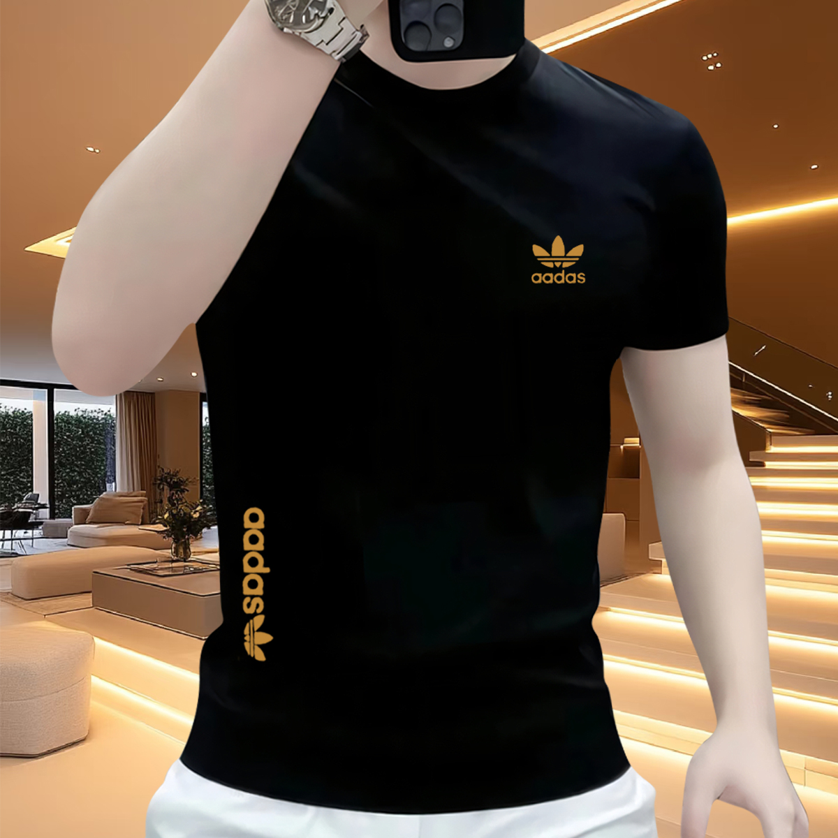 夏装短袖T恤男士ins高级感时尚印花2025潮流网红痞帅慵懒风上衣