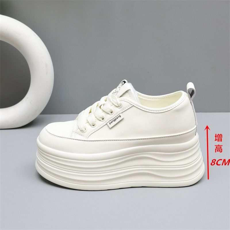 隐形内增高8cm小白鞋女鞋2025新款小个子厚底松糕鞋运动休闲板鞋