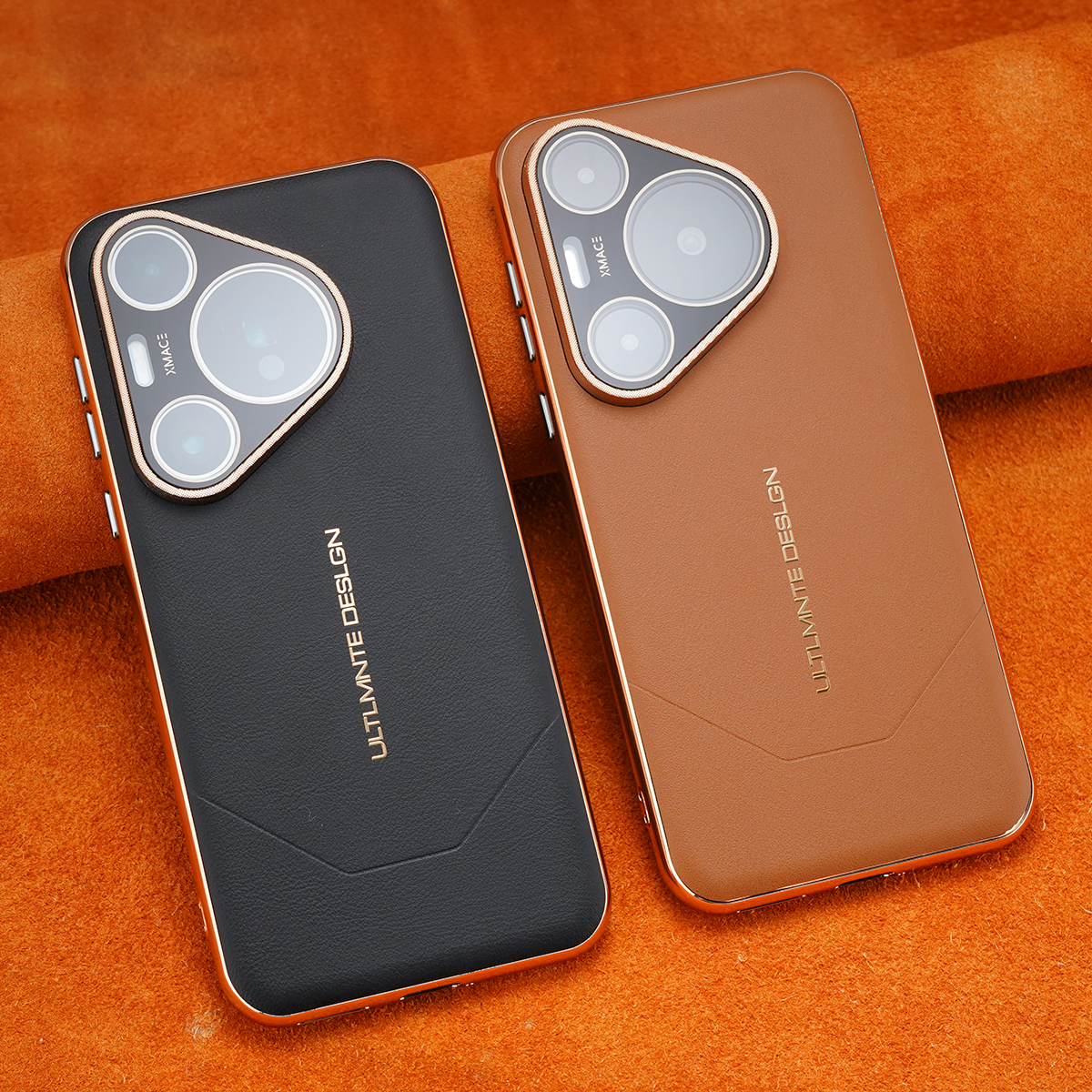 适用华为Pura80Pro+皮质手机壳高档商务Pura70Ultra镜头全包防摔