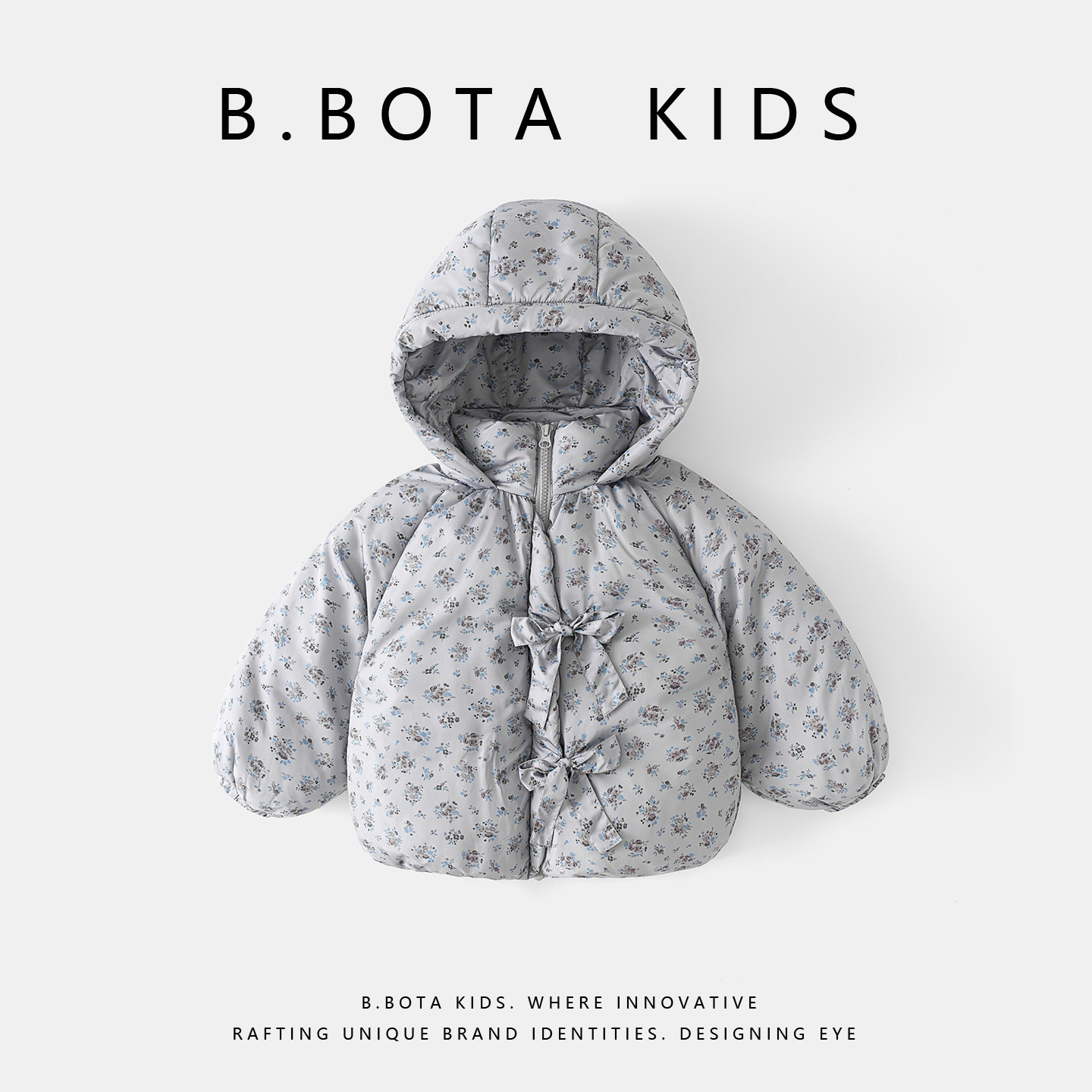 2025冬款儿童韩系碎花连帽棉服-26716