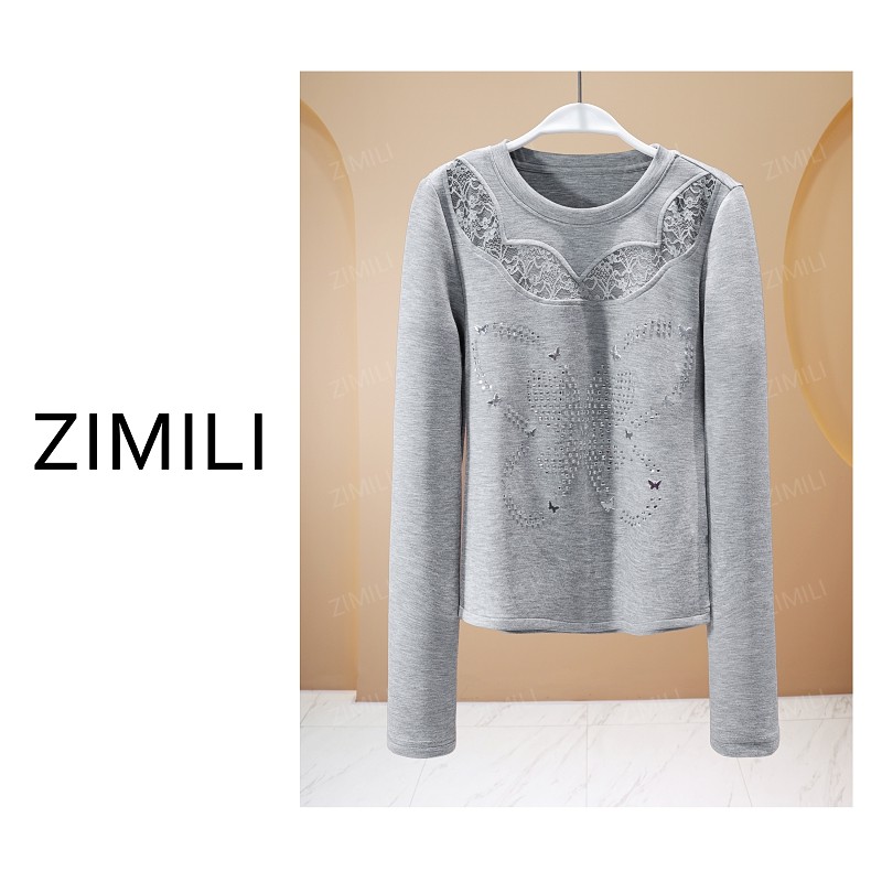 【亮哥女装】2025秋冬新品《星缀系列》灰色高弹显瘦打底上衣26192-B5