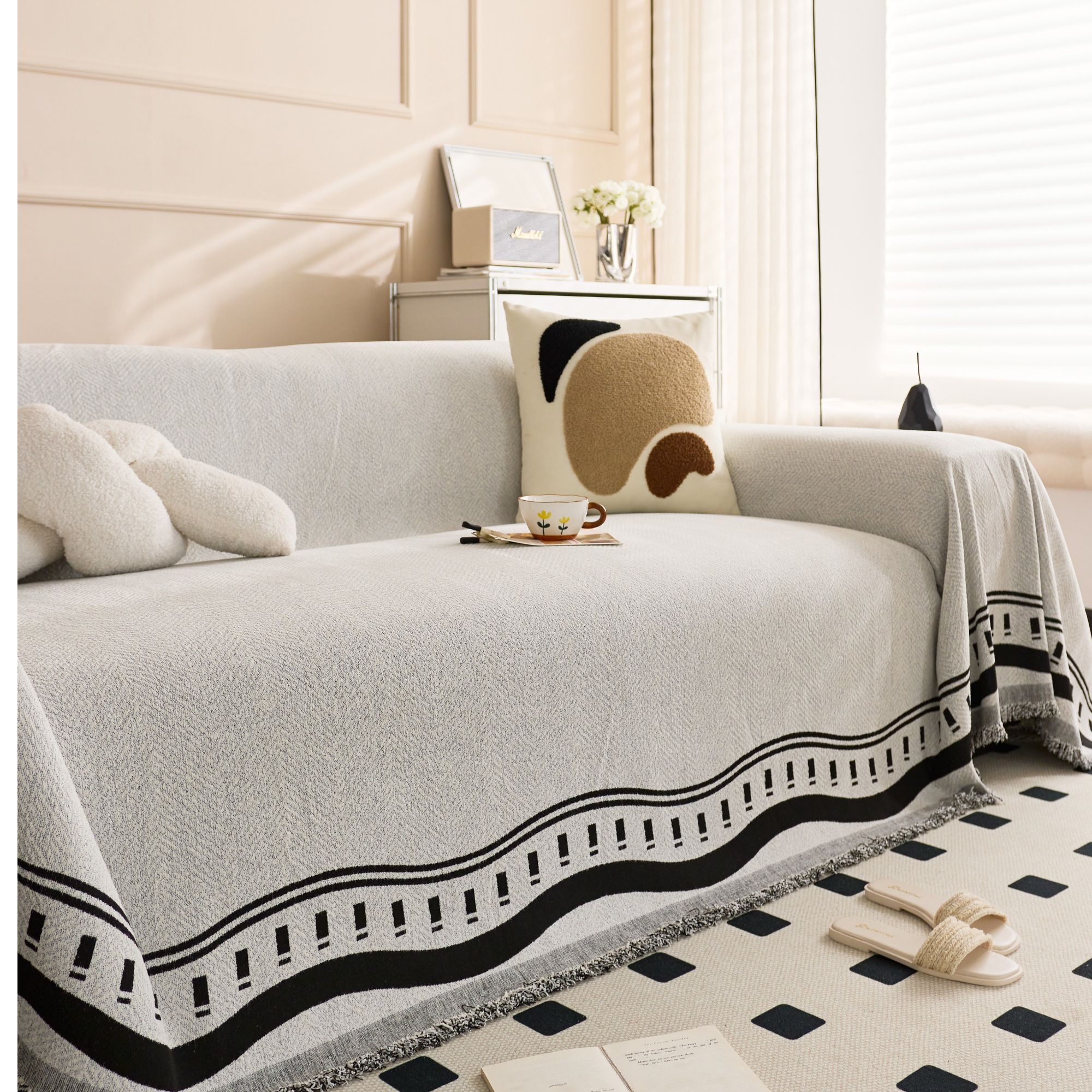 晚颜高克重盖布四季通用防猫抓全盖沙发垫沙发巾沙发套罩沙发盖布