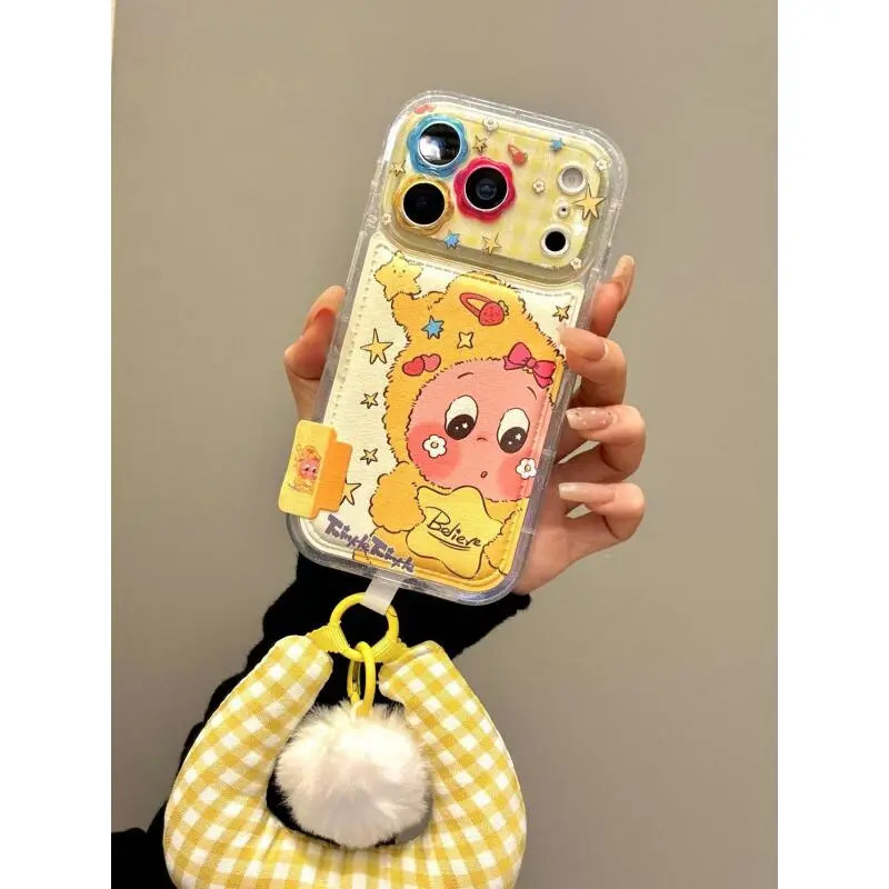 童趣可爱草莓蝴蝶结抱星星男孩适用ihone17promax苹果16p手机壳15