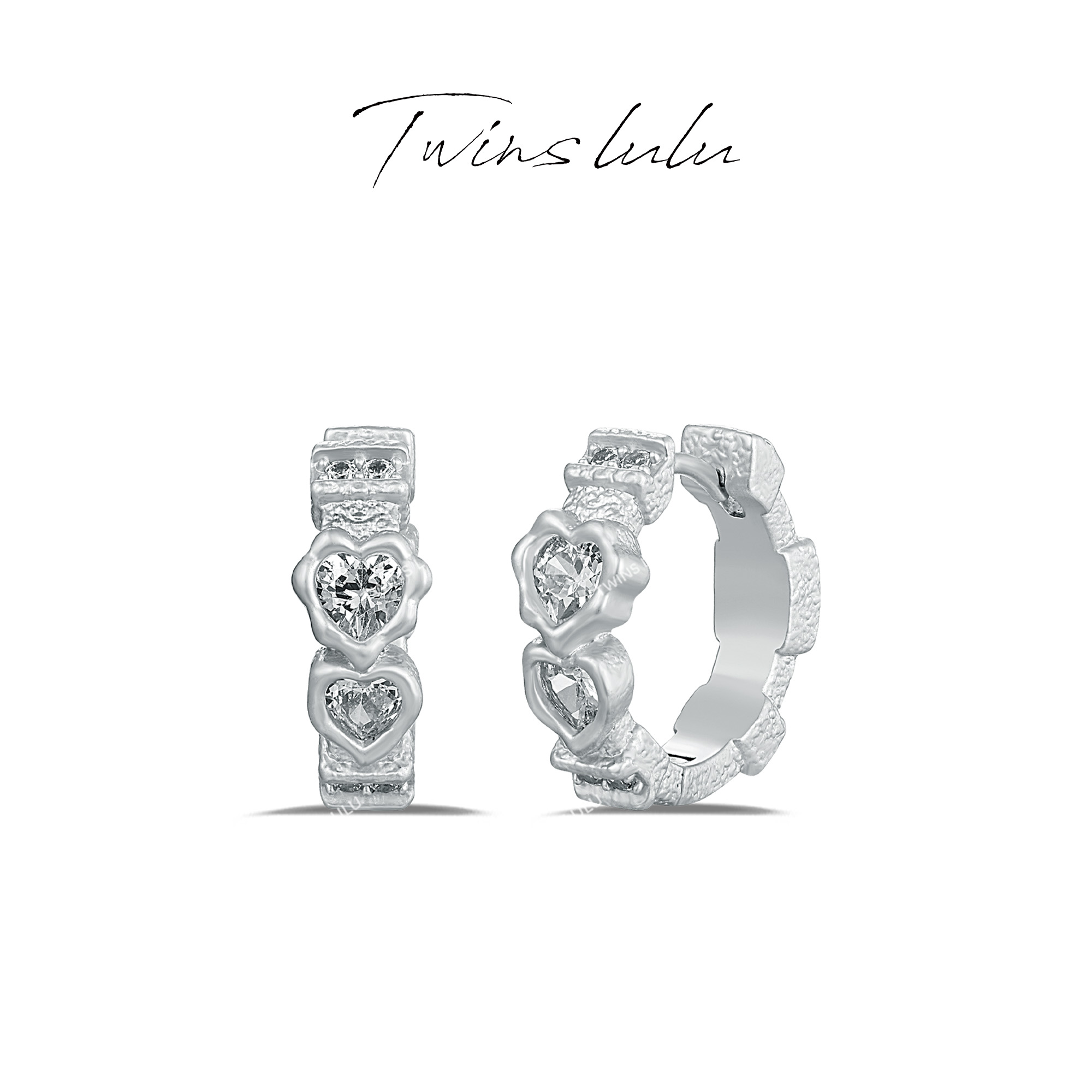 TWINS LULU 镀K金 高颜值气质设计感通勤款锤纹爱心耳环TSL1930