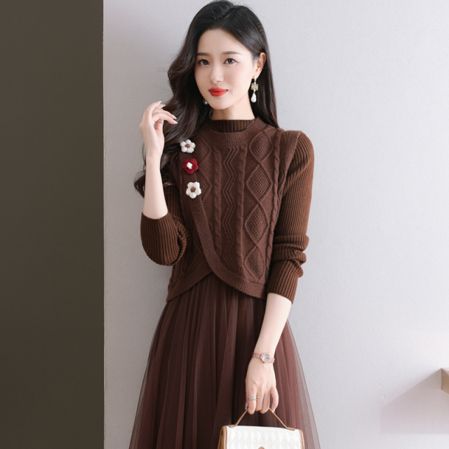 针织马甲背心女上衣2025新款毛线马夹叠穿坎肩两件套配裙子春秋季