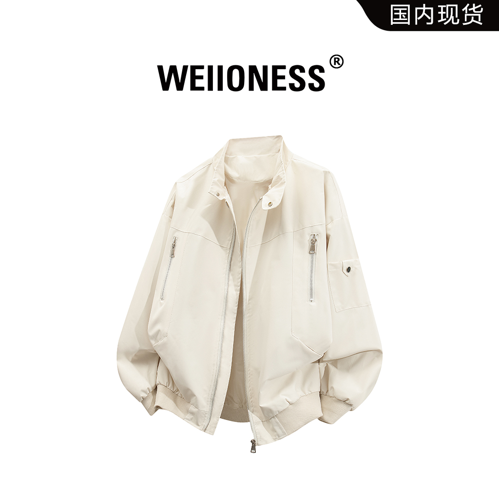 WEIIONESS高级感休闲夹克男士秋季宽松休闲时尚百搭美式工装外套