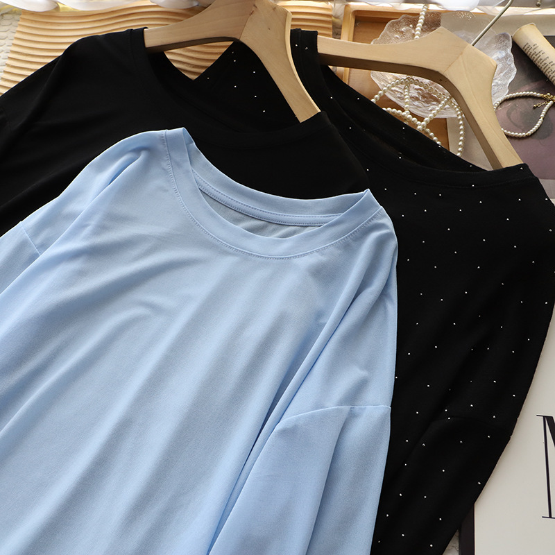 2025夏季新品韩版圆领宽松轻薄休闲长袖防晒T恤女上衣