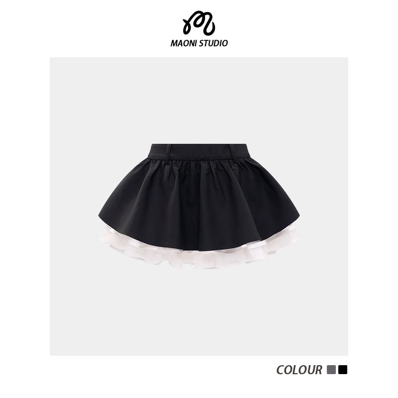 毛妮LADIESFIRST【纯欲辣妹】假两件撞色a字蓬蓬半身裙早秋L2294