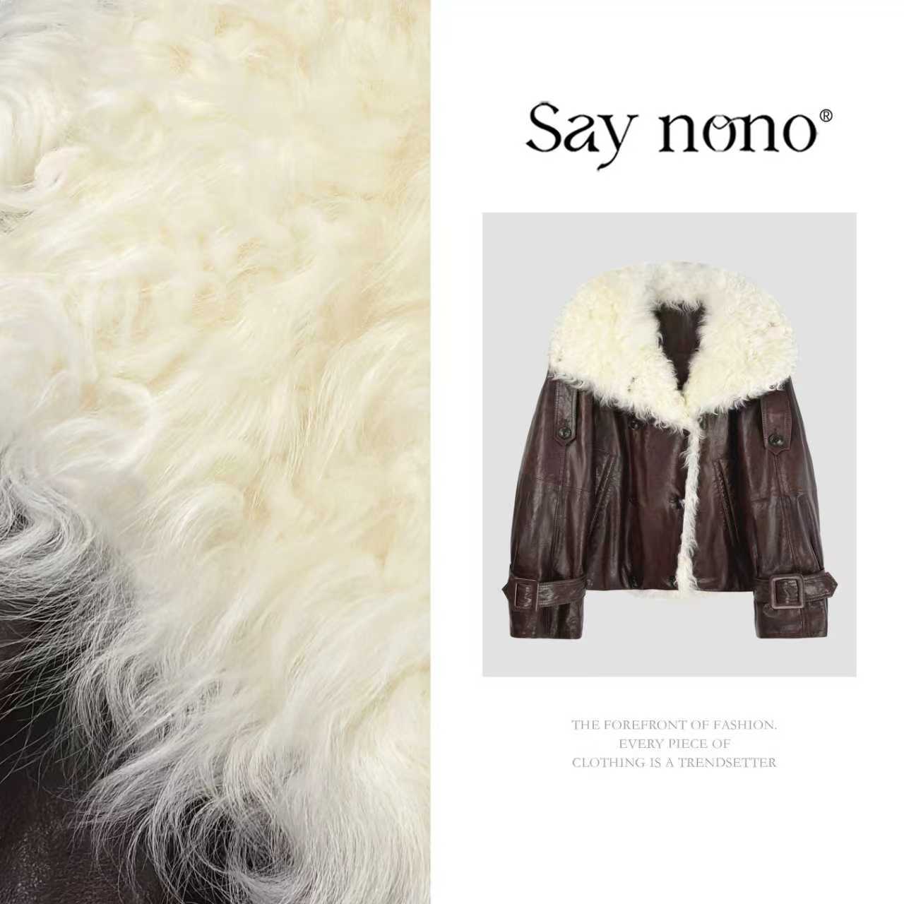 懒猫nono│Saynono 时尚复古松弛感羊毛毛领绵羊皮鹅绒服 GT0925XY