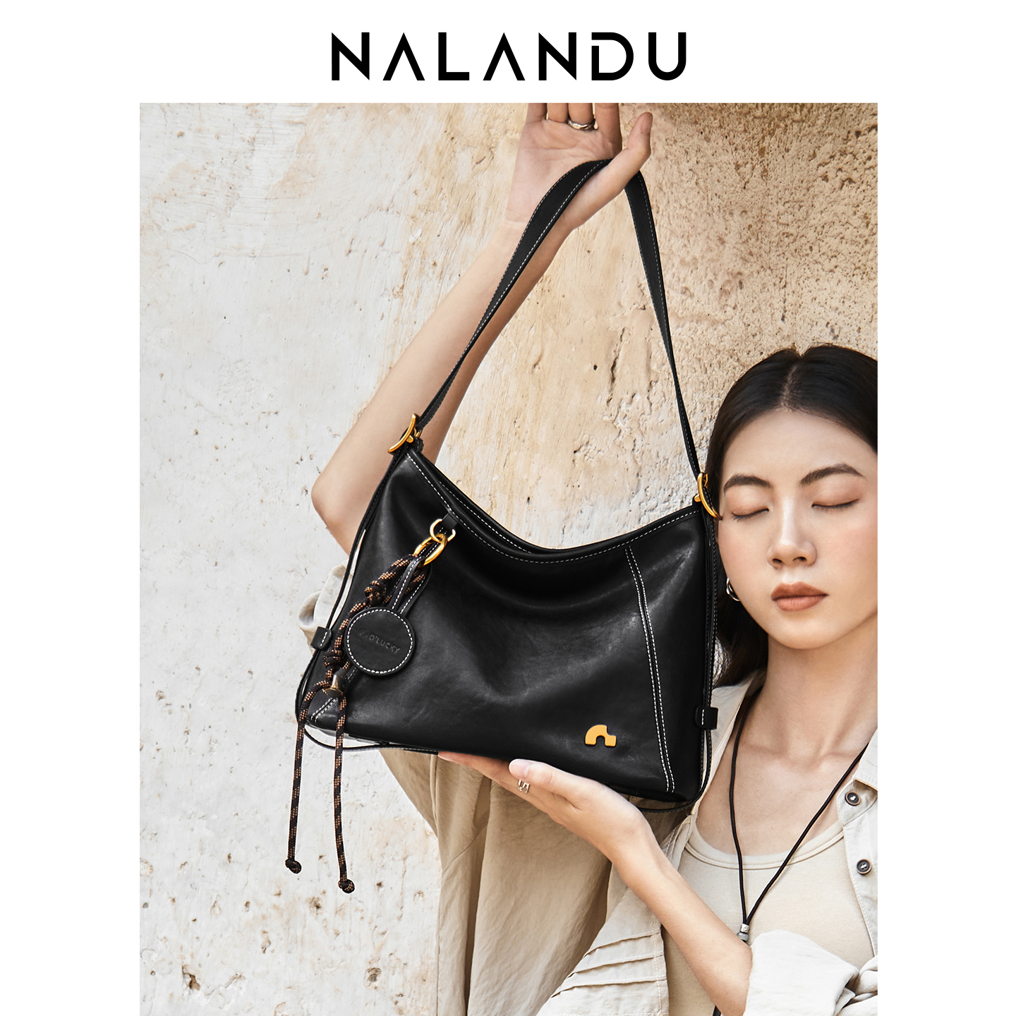 纳兰杜玄月托特包2025年流行款包包女款通勤百搭真皮单肩斜挎女包