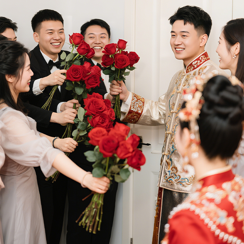 婚礼结婚一路生花小红薯同款仿真玫瑰花文明接亲游戏道具堵门拍照