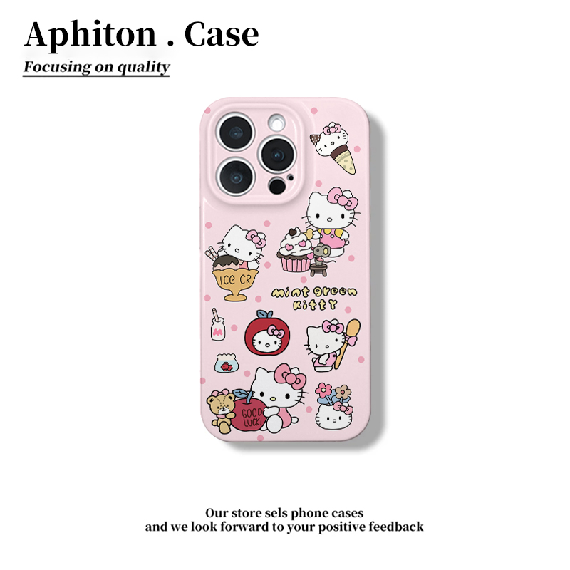 奥菲顿粉波点雪糕kitty适用苹果16菲林手机壳华为vivoppo小米15套