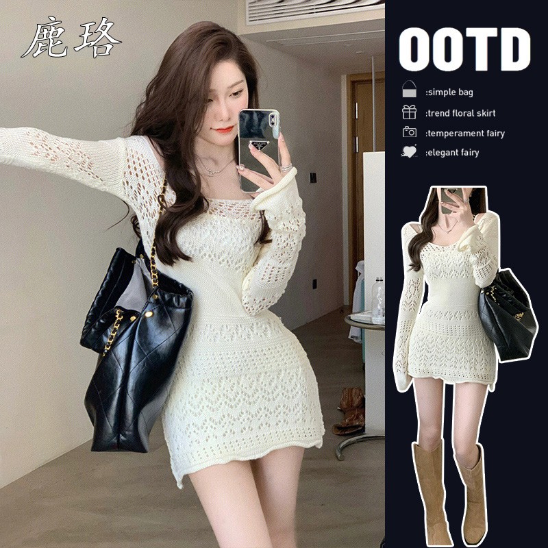 早秋白色吊带洋装子女装2025新款名媛辣妹包臀裙秋季穿搭一整套