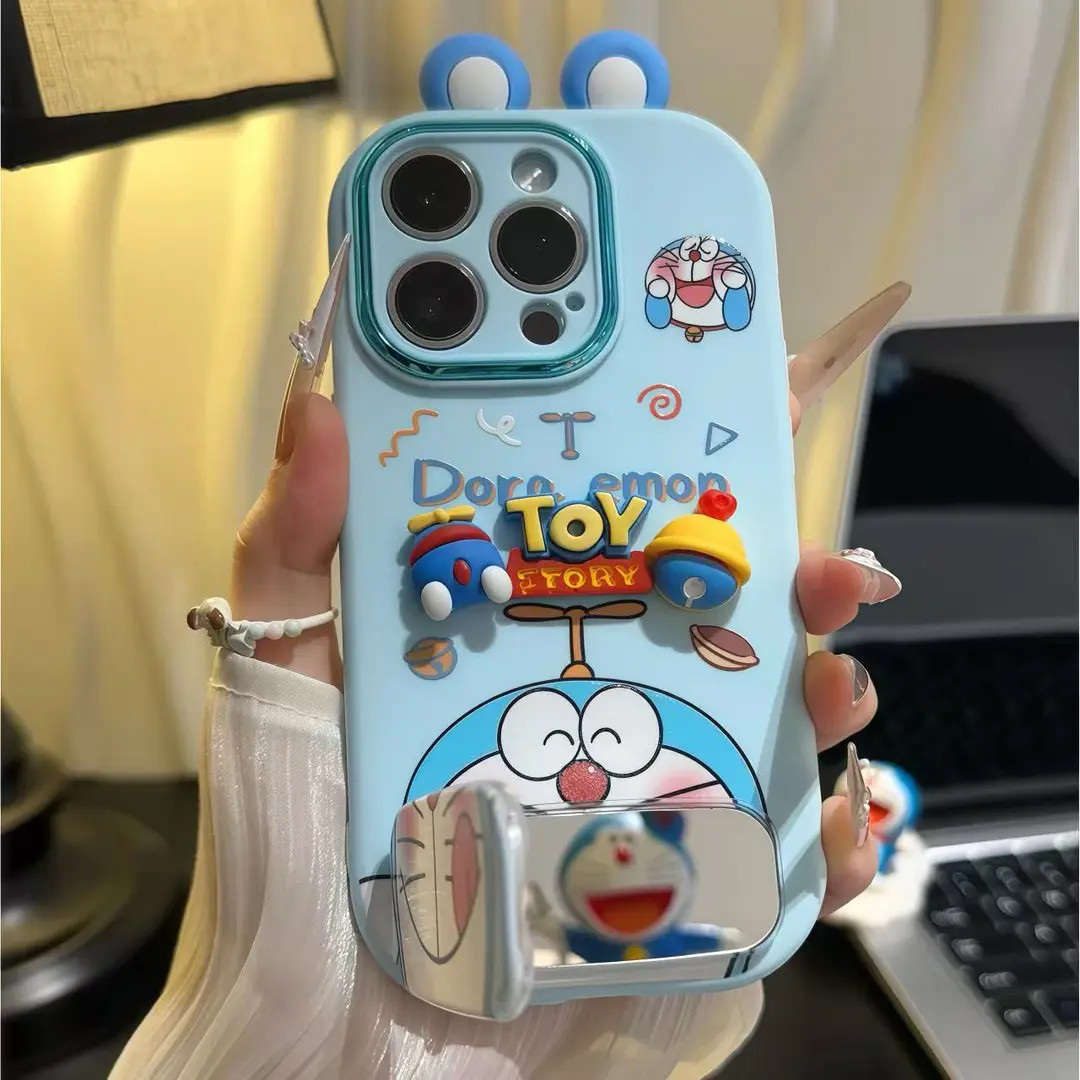 叮当猫公仔支架适用苹果16/17手机壳iPhone15小米14vivoppo华为女