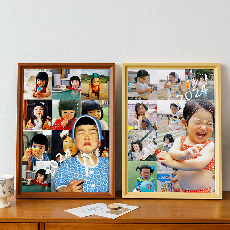 情侣纪念相框创意照片定制diy宝宝婚纱照礼物A3挂墙实木相框