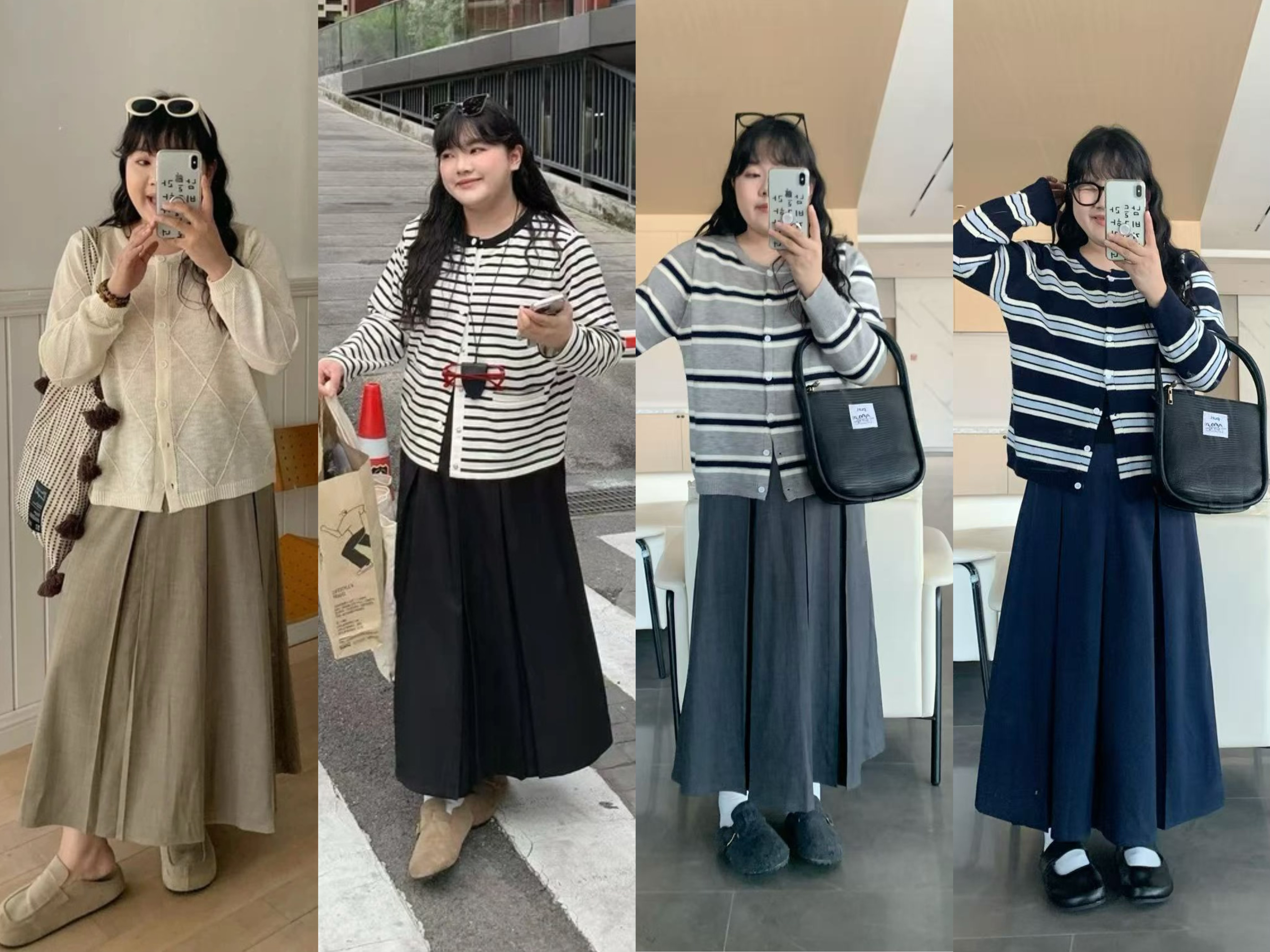 大码女装黑色百褶半身裙女春秋2025新款休闲百搭中长裙气质裙子