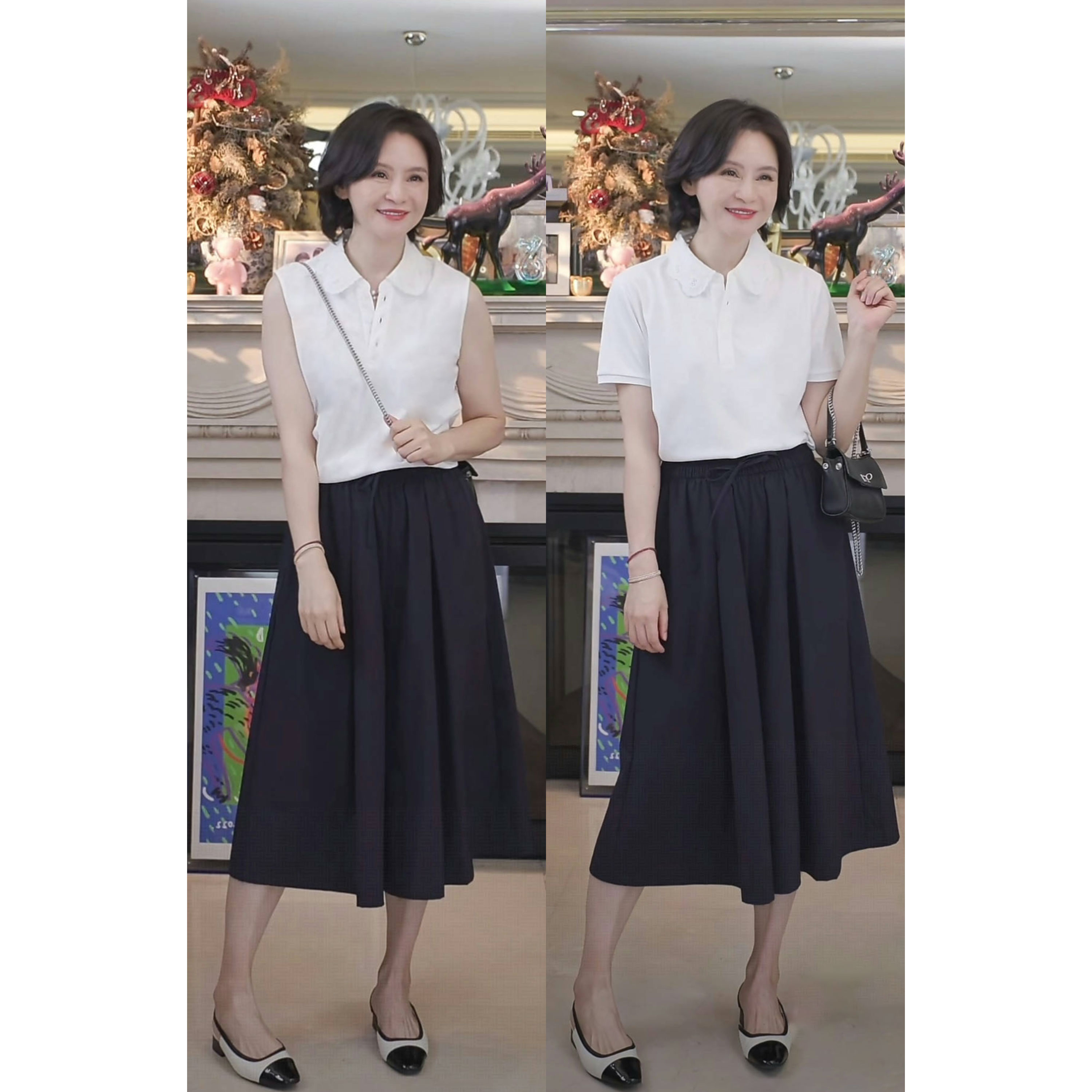 我是摩羯 华伦Polo衫 永迈棉4.8W针镂空刺绣花边领夏上衣T恤