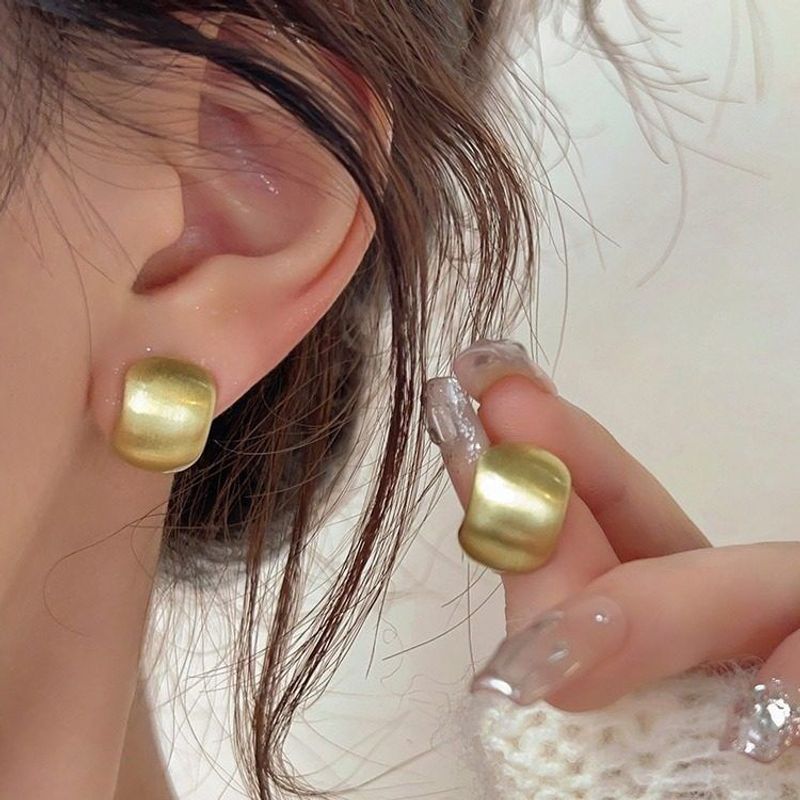 足银玻璃耳饰 S925银针小巧金色C型耳钉女小众简约耳饰气质